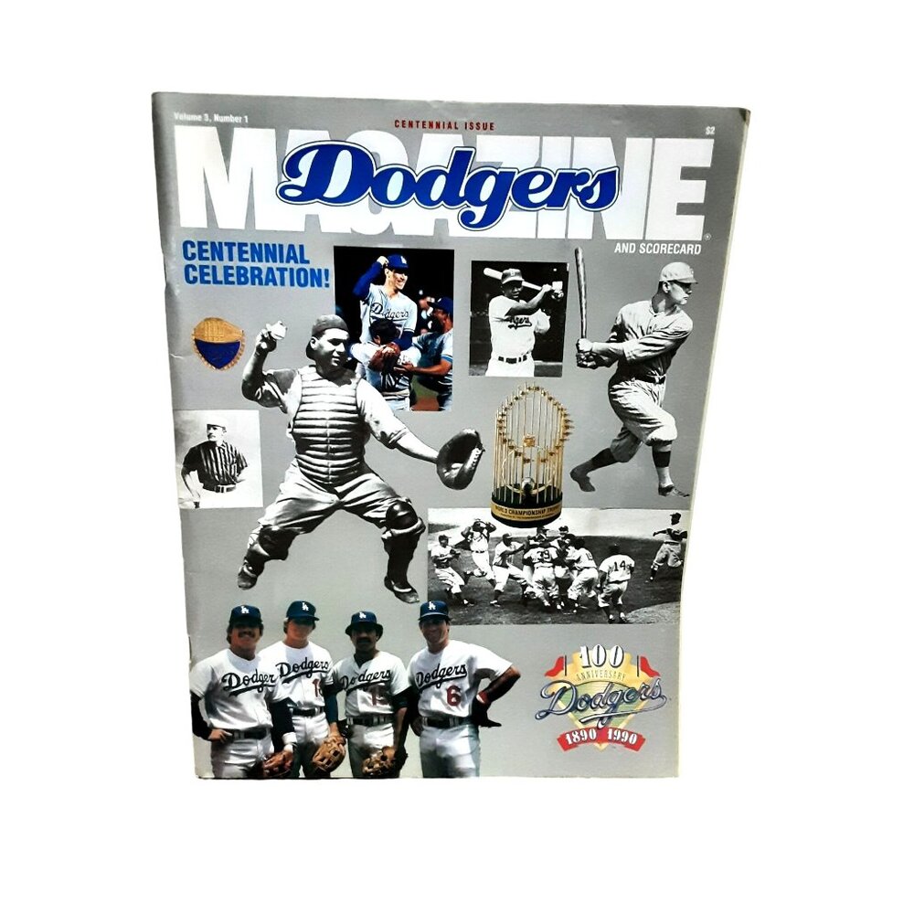 1990 Los Angeles Dodgers Padres Scorecard Magazine 100 Anniversary